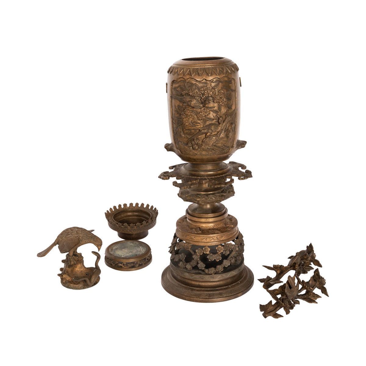 Large Antique Japanese Meiji Bronze Koro Censer insense Burner Urn Eagle & Snake Circa 1890