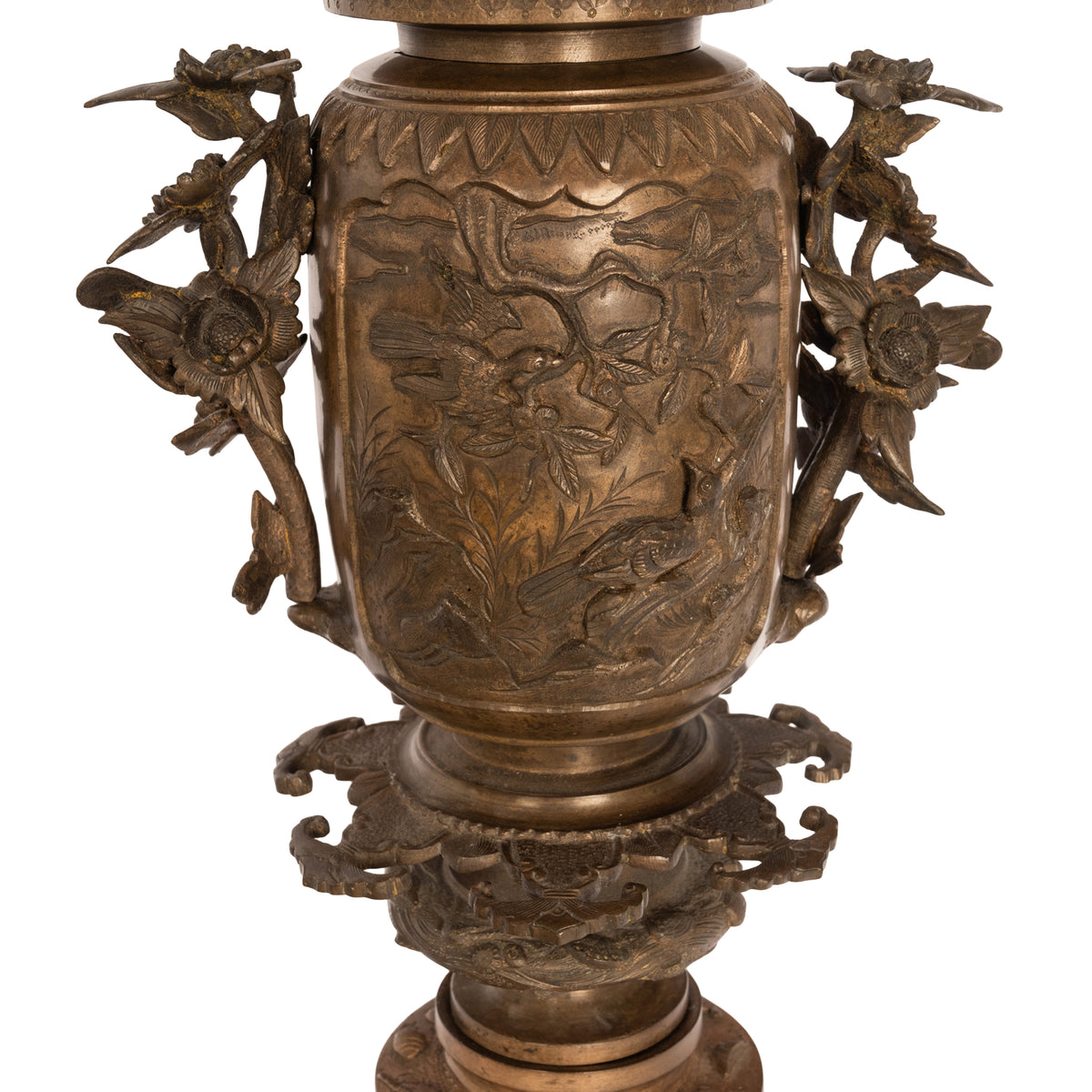 Large Antique Japanese Meiji Bronze Koro Censer insense Burner Urn Eagle & Snake Circa 1890