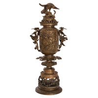Large Antique Japanese Meiji Bronze Koro Censer insense Burner Urn Eagle & Snake Circa 1890