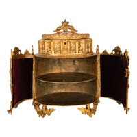 Antique French Gothic Revival Medieval Gilt Bronze Dore Reliquary Jewelry Box