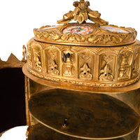 Antique French Gothic Revival Medieval Gilt Bronze Dore Reliquary Jewelry Box