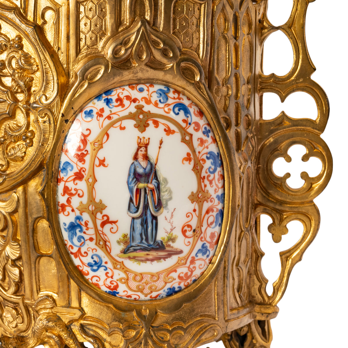 Antique French Gothic Revival Medieval Gilt Bronze Dore Reliquary Jewelry Box
