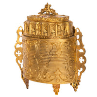 Antique French Gothic Revival Medieval Gilt Bronze Dore Reliquary Jewelry Box
