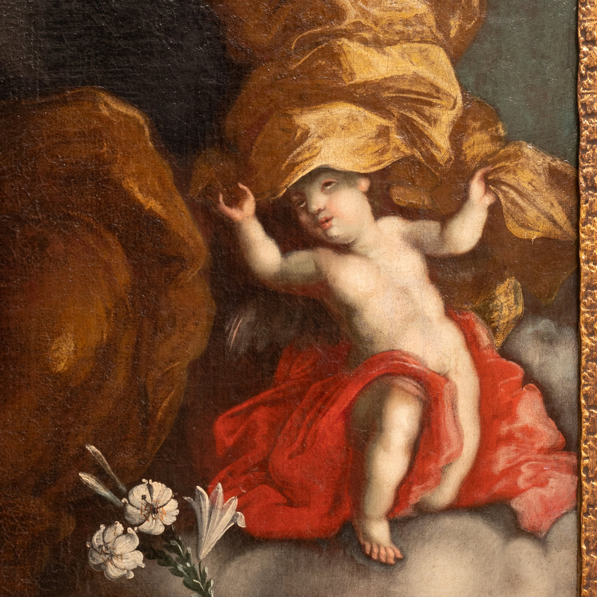 Austrian Old Master Baroque Oil on Canvas Painting Architecture Allegory Cherubs Franz Xaver Karl Palko 1750