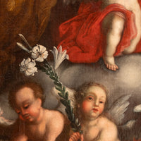 Austrian Old Master Baroque Oil on Canvas Painting Architecture Allegory Cherubs Franz Xaver Karl Palko 1750