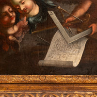 Austrian Old Master Baroque Oil on Canvas Painting Architecture Allegory Cherubs Franz Xaver Karl Palko 1750