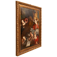 Austrian Old Master Baroque Oil on Canvas Painting Architecture Allegory Cherubs Franz Xaver Karl Palko 1750