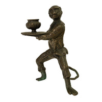 Pair Antique French Bronze Figural Monkey Statue Candleholders Candlesticks 1900