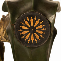 Antique French Art Nouveau Cold-Painted Bronze Figural Statue 8 Day Clock 1900