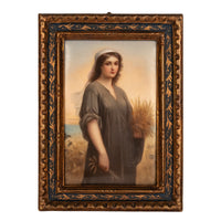 Antique German KPM Berlin Porcelain Portrait Plaque "Ruth" by Landelle 1895
