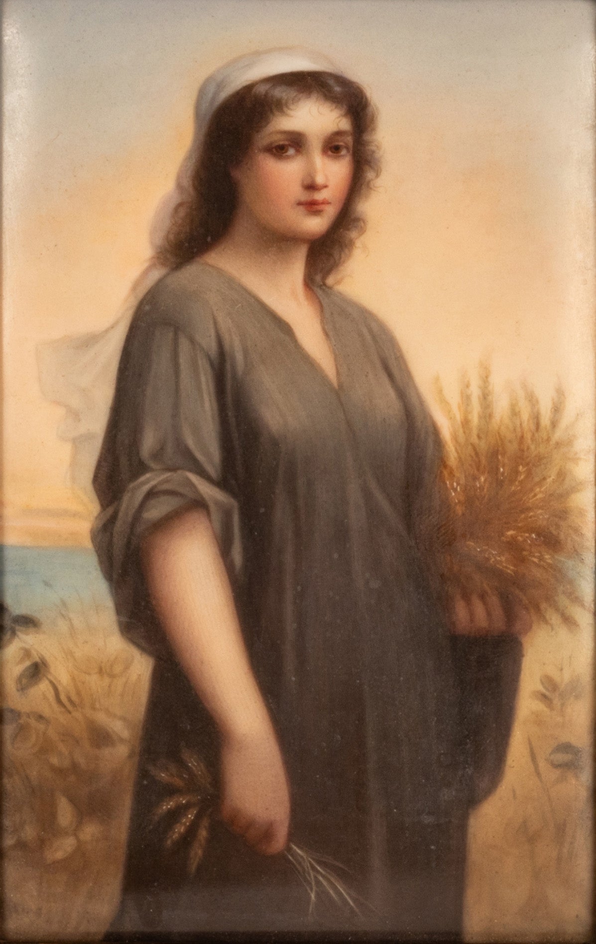 Antique German KPM Berlin Porcelain Portrait Plaque "Ruth" by Landelle 1895