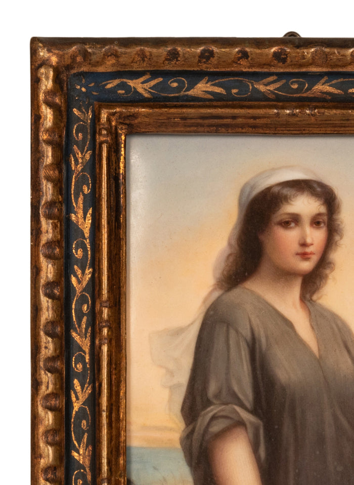 Antique German KPM Berlin Porcelain Portrait Plaque "Ruth" by Landelle 1895