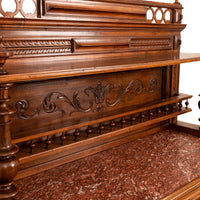 French Antique Carved Marble Top Renaissance Revival Dessert Server Buffet 1880