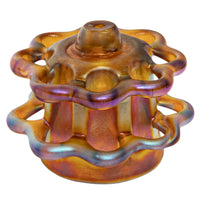 Antique L.C. Tiffany Furnaces Favrile Glass Gold Flower Frog Center Bowl 1920