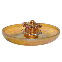 Antique L.C. Tiffany Furnaces Favrile Glass Gold Flower Frog Center Bowl 1920