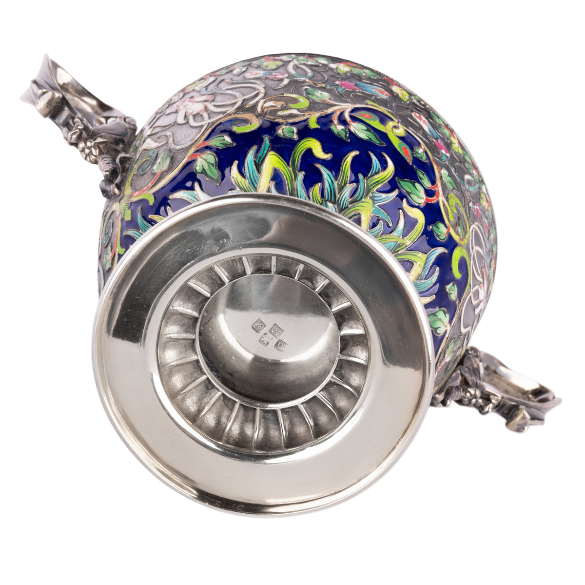 Large Antique Russian Imperial Silver Cloisonne Bowl Pavel Ovchinnikov Moscow