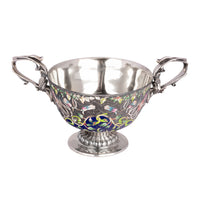 Large Antique Russian Imperial Silver Cloisonne Bowl Pavel Ovchinnikov Moscow