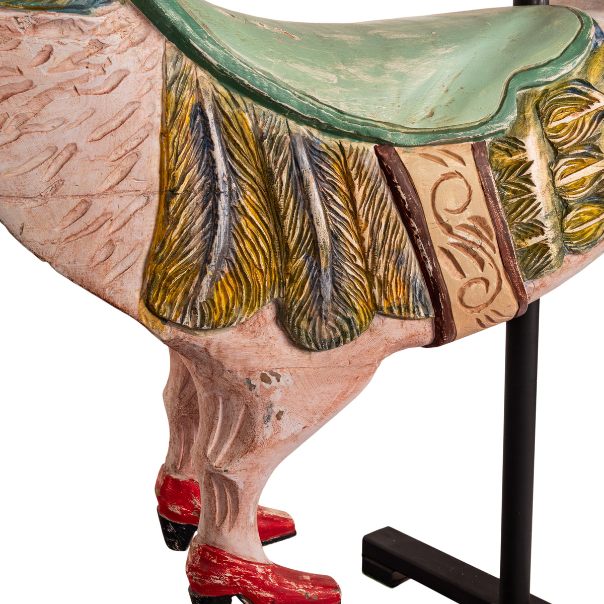 Antique Carved & Painted Mexican Carnival Carousel Peacock Ride Sculpture 1940s