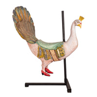 Antique Carved & Painted Mexican Carnival Carousel Peacock Ride Sculpture 1940s