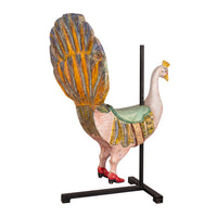 Antique Carved & Painted Mexican Carnival Carousel Peacock Ride Sculpture 1940s