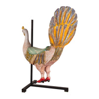 Antique Carved & Painted Mexican Carnival Carousel Peacock Ride Sculpture 1940s