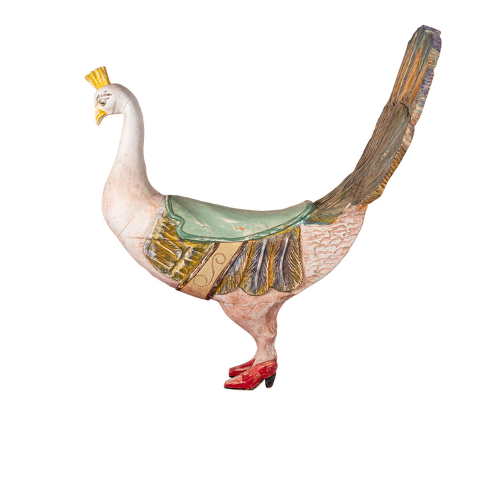 Antique Carved & Painted Mexican Carnival Carousel Peacock Ride Sculpture 1940s