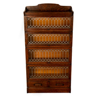 Antique American Mission Arts & Crafts Stacking Leaded Glass Lawyer's Bookcase