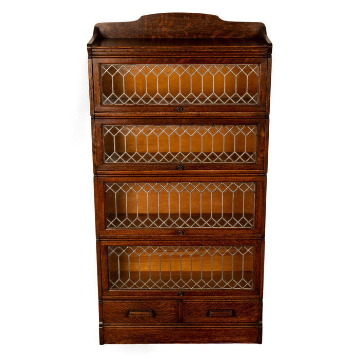 Antique American Mission Arts & Crafts Stacking Leaded Glass Lawyer's Bookcase
