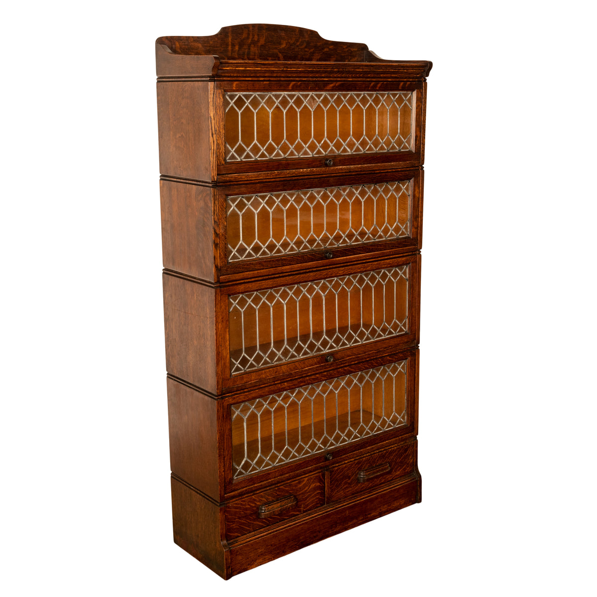 Antique American Mission Arts & Crafts Stacking Leaded Glass Lawyer's Bookcase