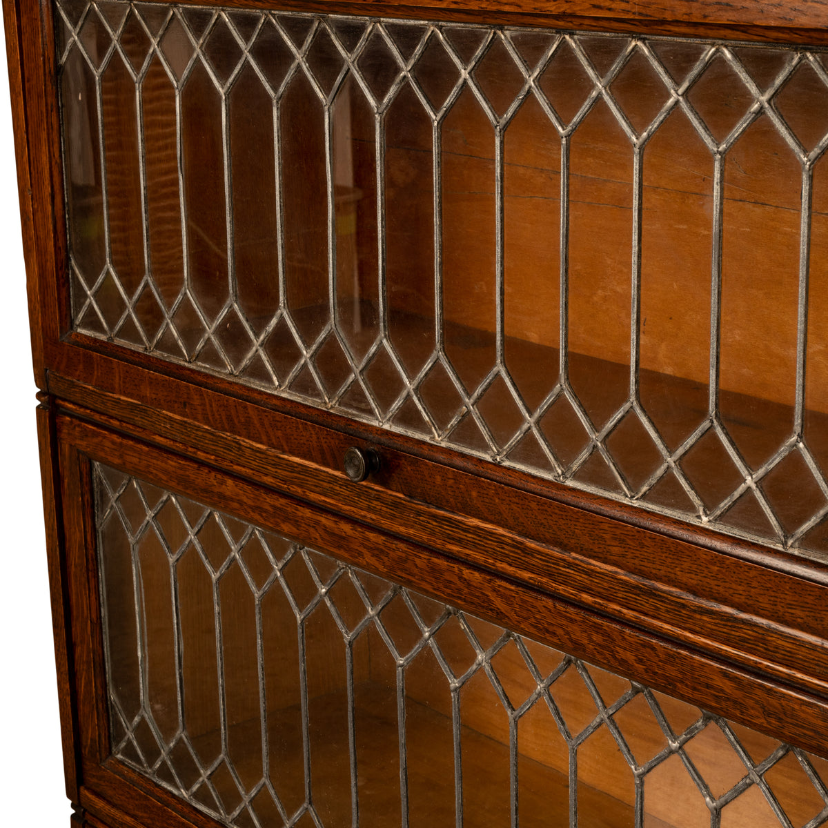 Antique American Mission Arts & Crafts Stacking Leaded Glass Lawyer's Bookcase