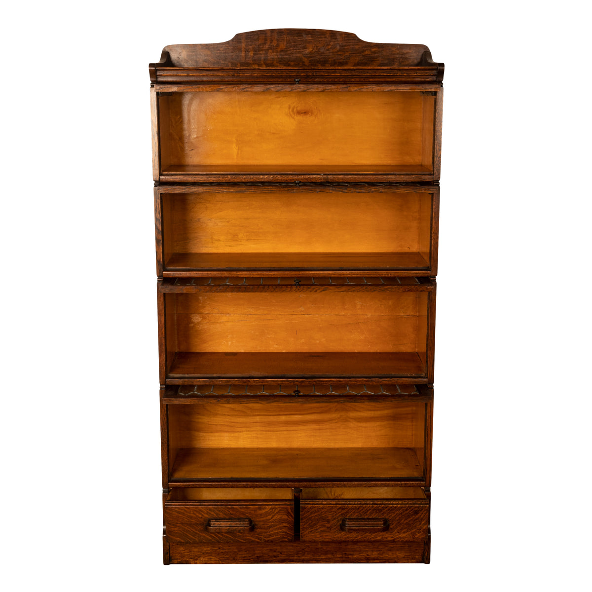Antique American Mission Arts & Crafts Stacking Leaded Glass Lawyer's Bookcase