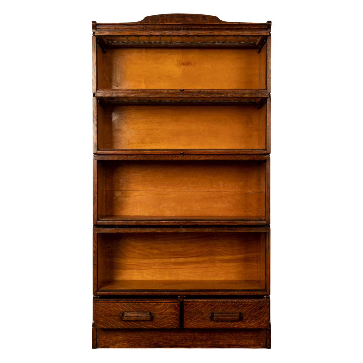 Antique American Mission Arts & Crafts Stacking Leaded Glass Lawyer's Bookcase