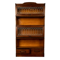Antique American Mission Arts & Crafts Stacking Leaded Glass Lawyer's Bookcase