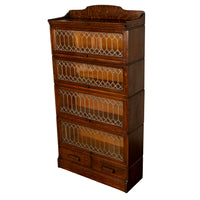 Antique American Mission Arts & Crafts Stacking Leaded Glass Lawyer's Bookcase