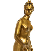 Antique 34" tall French Grand Tour Gilt Bronze Statue on Column Diana the Huntress F. Barbedienne 1838