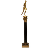 Antique 34" tall French Grand Tour Gilt Bronze Statue on Column Diana the Huntress F. Barbedienne 1838