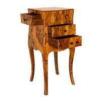 Antique Italian Biedermeier Oyster Burl Wood Nightstand Side Table Cabinet 1900