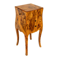 Antique Italian Biedermeier Oyster Burl Wood Nightstand Side Table Cabinet 1900