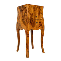Antique Italian Biedermeier Oyster Burl Wood Nightstand Side Table Cabinet 1900