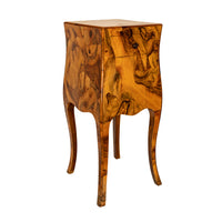 Antique Italian Biedermeier Oyster Burl Wood Nightstand Side Table Cabinet 1900