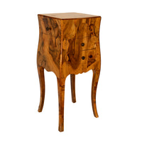 Antique Italian Biedermeier Oyster Burl Wood Nightstand Side Table Cabinet 1900
