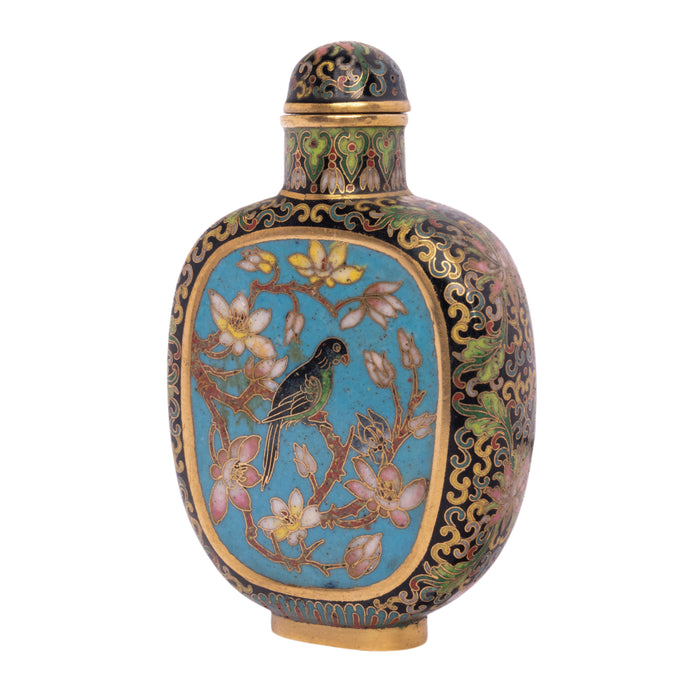 Antique 18th Century Chinese Qianlong 16 Karat Gold Cloisonne Enamel Snuff Bottle Mark Period