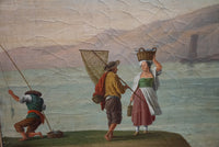 Antique Italian Oil on Canvas Painted Neo-Classical Screen Room Divider 1860