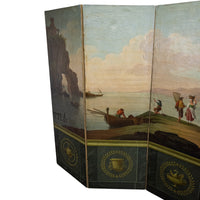 Antique Italian Oil on Canvas Painted Neo-Classical Screen Room Divider 1860