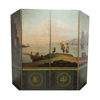 Antique Italian Oil on Canvas Painted Neo-Classical Screen Room Divider 1860