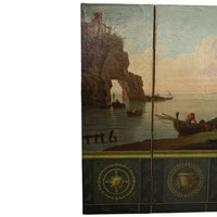 Antique Italian Oil on Canvas Painted Neo-Classical Screen Room Divider 1860