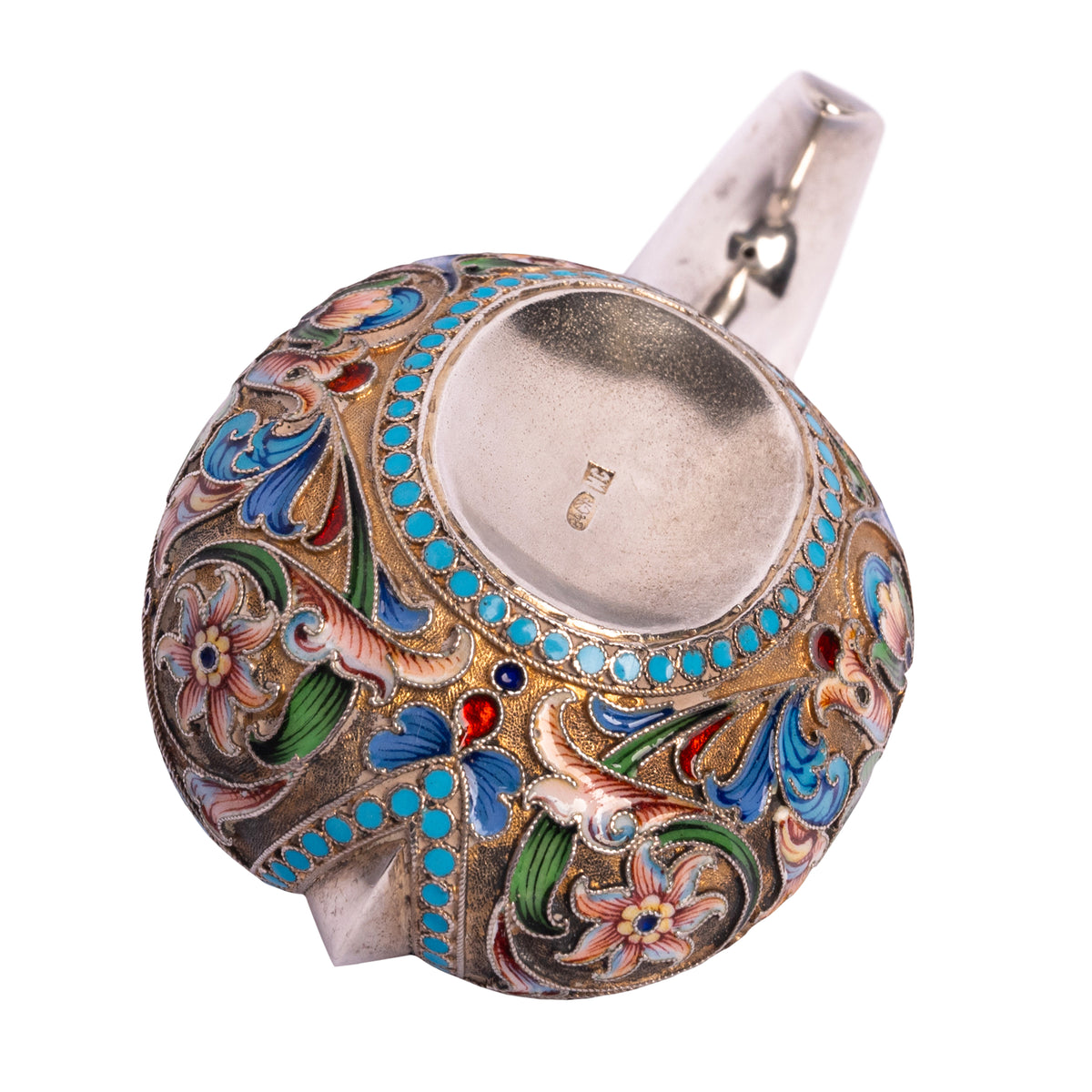 Antique Imperial Russian Silver Gilt Cloisonne Kovsh Nikolay Strulev Moscow 1908