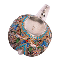 Antique Imperial Russian Silver Gilt Cloisonne Kovsh Nikolay Strulev Moscow 1908