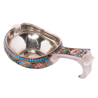 Antique Imperial Russian Silver Gilt Cloisonne Kovsh Nikolay Strulev Moscow 1908