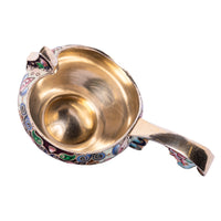 Antique Imperial Russian Silver Gold Gilt Cloisonne Kovsh Moscow 6th Artel 1908